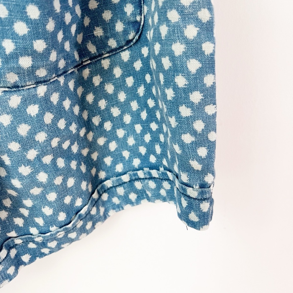 Hei Hei Anthropologie Romper Blue Polka Dot Linen Sleeveless Button Front Small - Picture 6 of 8